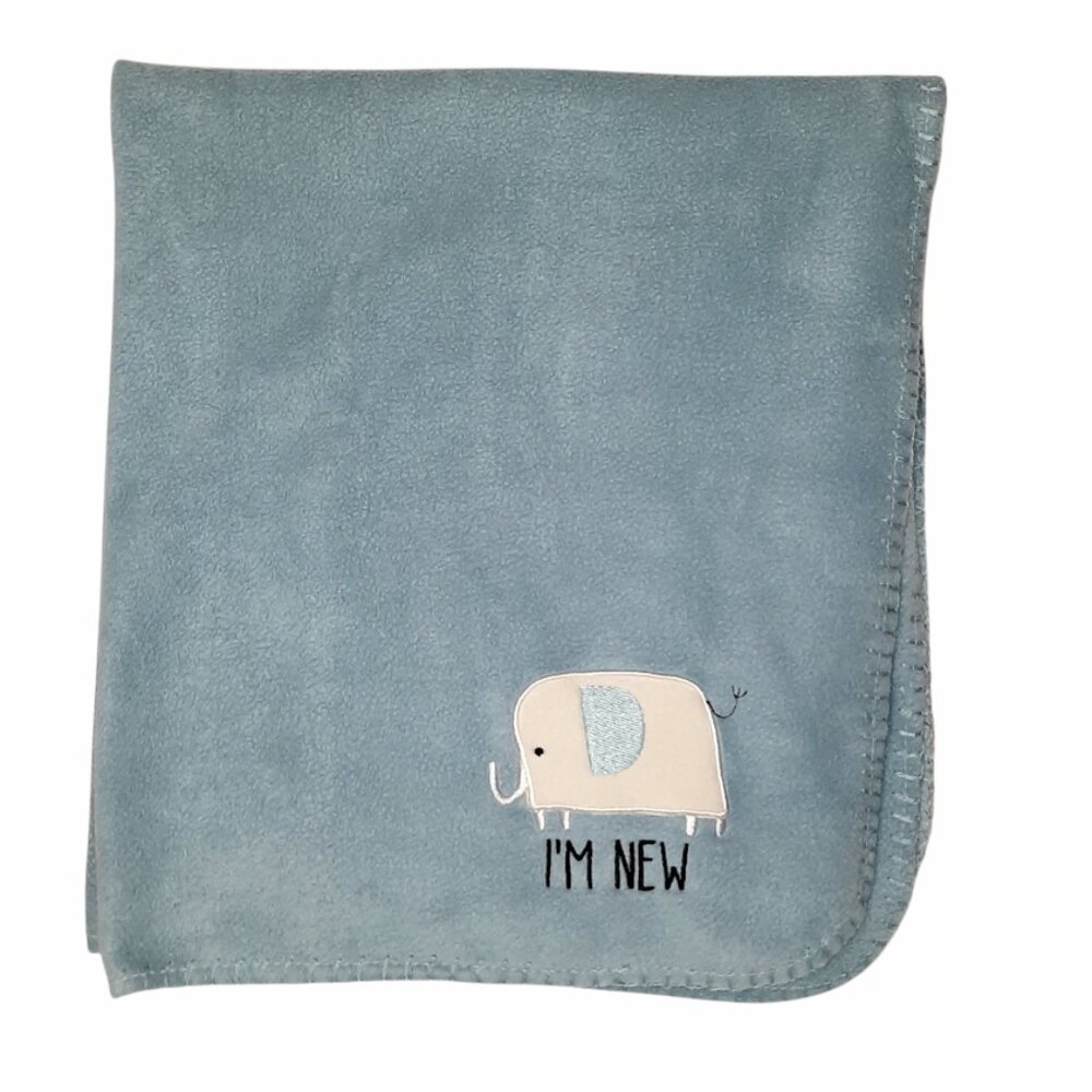 2019 Baby Gear Elephant I'm New Blue Soft Baby Lovey Security Blanket 30" X 27"